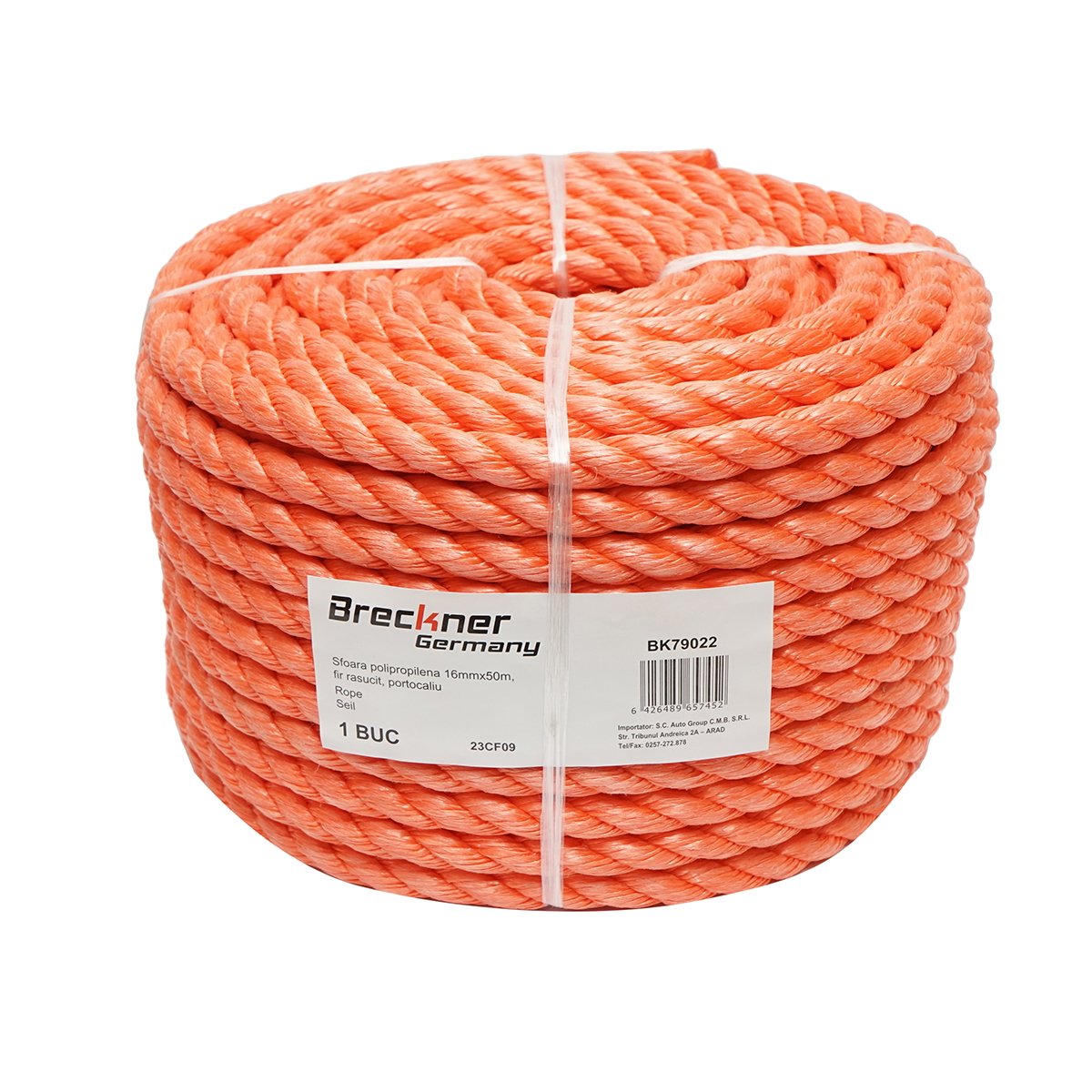 Sfoara PP fir rasucit 16mmx50m, portocaliu Breckner Germany